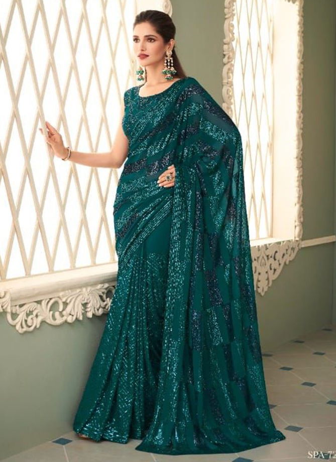 Sparkle TFH New Latest Designer Party Wear Smooth Georgette Saree Collection